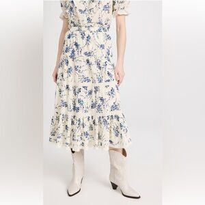 THE GREAT- The Lace Inset Floral Skirt-Blue Jasmine Floral
